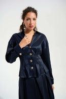 Signature Taffeta Blouse - Midnight Blue