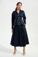 Signature Taffeta Blouse - Midnight Blue
