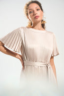 Signature Pleated Dress - Sand