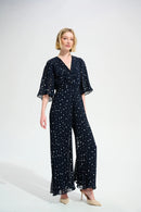 Dot Print Wide leg Jumpsuit - Midnight Blue/vanilla