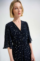 Dot Print Wide leg Jumpsuit - Midnight Blue/vanilla