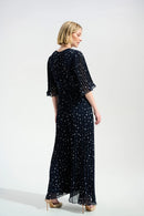 Dot Print Wide leg Jumpsuit - Midnight Blue/vanilla