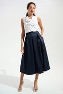 Taffeta Flared Skirt - Midnight Blue