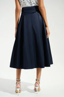 Taffeta Flared Skirt - Midnight Blue