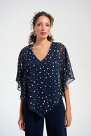 Signature Dot Print Poncho - Midnight Blue/vanilla