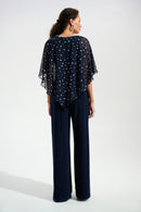 Signature Dot Print Poncho - Midnight Blue/vanilla