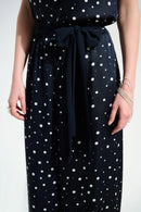 Dot Print Wide Leg Trouser - Midnight Blue/vanilla