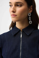 Half Zip Denim Dress - Dark Denim Blue