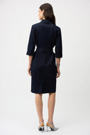 Half Zip Denim Dress - Dark Denim Blue