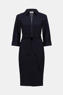 Half Zip Denim Dress - Dark Denim Blue