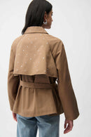 Belt & Rhinestones Trench - Tiger's Eye