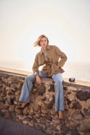 Belt & Rhinestones Trench - Tiger's Eye
