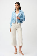Foiled Faux Suede Jacket - Sky Blue