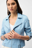 Foiled Faux Suede Jacket - Sky Blue