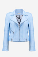 Foiled Faux Suede Jacket - Sky Blue