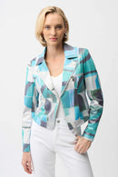 Faux Suede Print Jacket - Green/multi