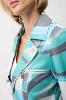 Faux Suede Print Jacket - Green/multi