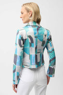 Faux Suede Print Jacket - Green/multi