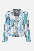 Faux Suede Print Jacket - Green/multi