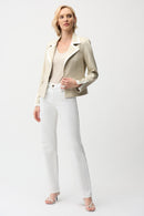 Foiled Faux Suede Jacket - Moonstone/vanilla