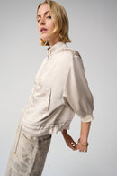 Satin Boxy Blouson Jacket - Moonstone