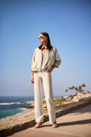 Satin Boxy Blouson Jacket - Moonstone