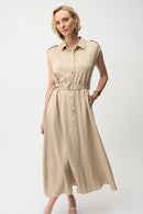 Textured Woven Shirt Dress - Parchment