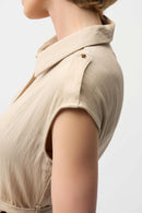 Textured Woven Shirt Dress - Parchment