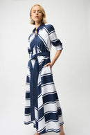 Stripe Print Shirt Dress - Navy/white