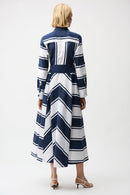 Stripe Print Shirt Dress - Navy/white
