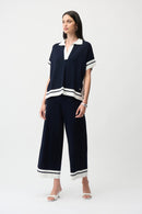 Stripe Culotte Trouser - Midnight Blue/vanilla