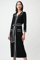 Contrast Piping Dress - Black/vanilla