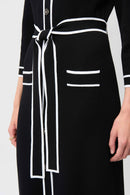 Contrast Piping Dress - Black/vanilla