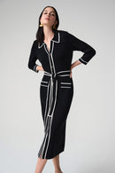 Contrast Piping Dress - Black/vanilla