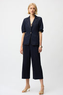 Side Zipper Culotte Jeans - Dark Denim Blue