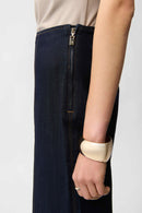 Side Zipper Culotte Jeans - Dark Denim Blue