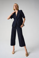 Side Zipper Culotte Jeans - Dark Denim Blue
