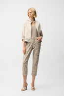 Metallic Abstract Crop Jeans - Taupe/gold