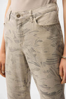 Metallic Abstract Crop Jeans - Taupe/gold
