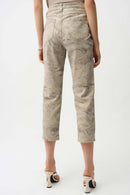 Metallic Abstract Crop Jeans - Taupe/gold
