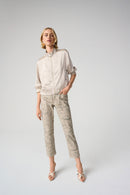 Metallic Abstract Crop Jeans - Taupe/gold