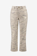 Metallic Abstract Crop Jeans - Taupe/gold