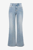 Pearl and Rhinestones Jean - Light Blue Denim