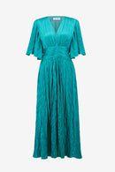 Knot Waist Pleated Dress - Oceanic