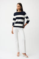 Stripe Boat Neck Jumper - Midnight Blue/vanilla