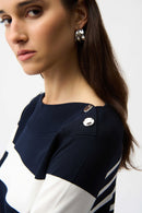 Stripe Boat Neck Jumper - Midnight Blue/vanilla