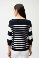 Stripe Boat Neck Jumper - Midnight Blue/vanilla