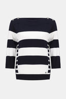Stripe Boat Neck Jumper - Midnight Blue/vanilla