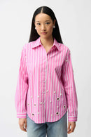 Rhinestone Print Blouse - Pink Sherbet/vanilla