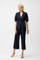 Denim Fitted Blazer - Dark Denim Blue